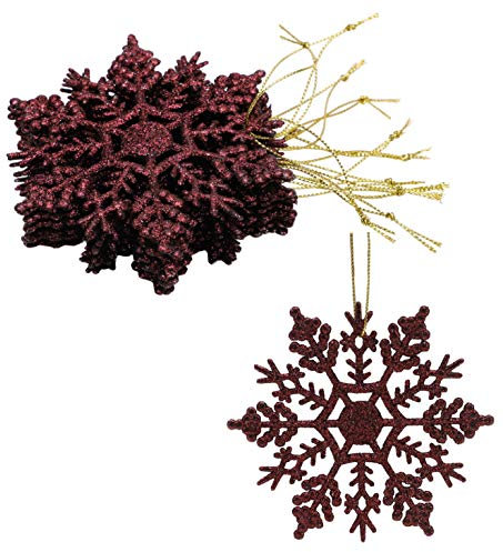 Christmas Concepts® Pack of 12-10cm Glitter Snowflake Hanging Decorations - Christmas Decorations (Brown)
