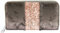 Damen Geldbörse aus Lederimitat mit Glitzer Querformat 19 x 10 cm (Braun / Roségoldfarbig)