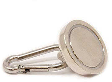 Neodymium Pot Magnet with Carabiner for Holding Signage, Tools and Ropes - 32mm Dia - Pack of 20