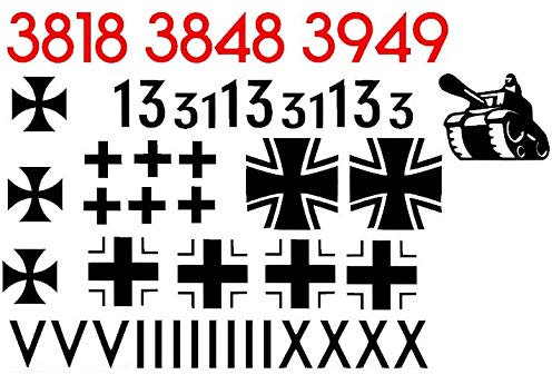 RC Panzer 1/16 Decals Aufkleber Tiger Panter Modellbau Thank 1:16 (56/6) (rot matt, schwarz matt)