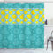 ABAKUHAUS Ente Duschvorhang, Fun Aqua Bubbles, Stoffliches Gewebe Badezimmerdekorationsset mit Haken, 175 x 240 cm, Teal Blau