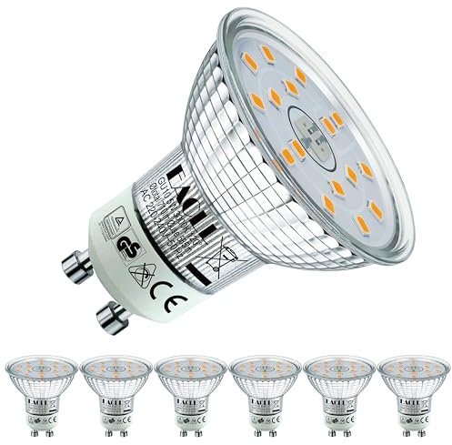 EACLL GU10 LED Warmweiss 5W Ersetzt 75W Halogen Leuchtmittel, 6er-Pack. 585 Lumen 3000K Birnen, AC 230V Flimmerfrei Strahler, Abstrahlwinkel 120° Spot, Nicht Dimmbar Reflektorlampen