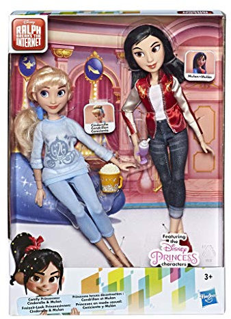 Disney Prinzessinnen Comfy Squad Cindarella und Mulan, Puppen zum Film Chaos im Netz mit Freizeit-Outfit und Zubehör