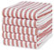 100% Cotton Tea Towel - Red Striped Pattern, Pack of 5 | Stripe Kitchen Towel Set | Absorbent, Strong, Quick Dry & Machine Washable | for Home Decor & Bathroom Accessories