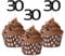 Sumerk 24PCS 30 Cupcake toppers Black Glitter 30th Birthday Cupcake Picks Anniversary Party Decorations