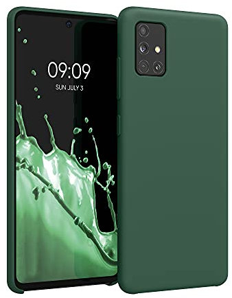 kwmobile Hülle kompatibel mit Samsung Galaxy A51 Hülle - Silikon Handy Case - Handyhülle weiche Oberfläche - kabelloses Laden - Moosgrün