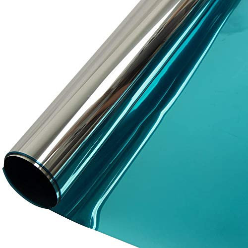 Sonnenschutz Fensterfolie, Sichtschutzfolie, Verdunkelungsfolie Fenster Klebefolie Statische Folie Dunkel Für Schlafzimmer Badezimmer Anti-UV. (Blaues Silber,90x400cm)