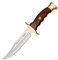 MUELA- BW-16. Cuchillo de Caza Muela BW-16. Mango Madera Natural de Coral. Acero MOVA. Funda Cuero. Herramienta para Caza, Pesca, Camping, Outdoor, Supervivencia y Bushcraft