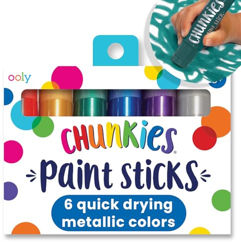 Ooly Chunkies Metallic-Farbstifte für Kinder, Temperafarben, Metallic-Farben, kein Durcheinander, schnell trocknend, Kunstbedarf für Kleinkinder und Kinder, 6 Stück