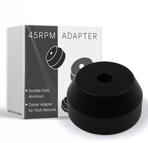 Adaptador de Aluminio 45 RPM para Discos de Vinilo Estabilizador de Peso Negro Adaptador Central LP Universal Sólido Duradero