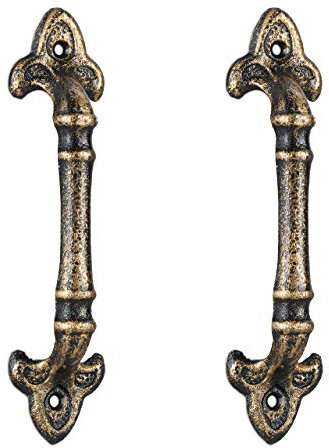 Relaxdays Möbelgriffe Vintage, 2 Stück, Türgriffe antik für Schränke, Schubladen, Schiebetüren, Gusseisen, 20 cm, Bronze