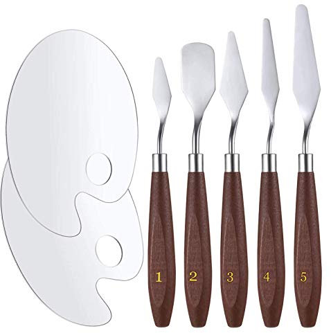 Malmesser Malspachtel Künstler Set, 7 Stücke Rostfreiem Stahl Farbe Spachtel Kit Farbe Schaber Für Acryl Und Öl Farbe Malen Schaber
