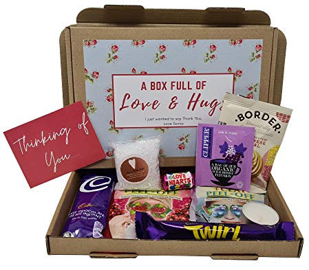Personalised Pamper Treat Box Letterbox Gift Box Hug in a Box Drink Hamper - You got this, Anxiety Worry Take a break - Lockdown - Birthday, Thinking of You, Missing you (Floral - Thinking of you)
