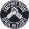 Support your local Outlaws Aufnäher Aufbügler Biker Patch/Bügelbilder Heavy Metal Geschenk Motorrad-Fahrer Applikation für Jacke/Weste/Jeans/Boots/Motorradkoffer | 90x90mm