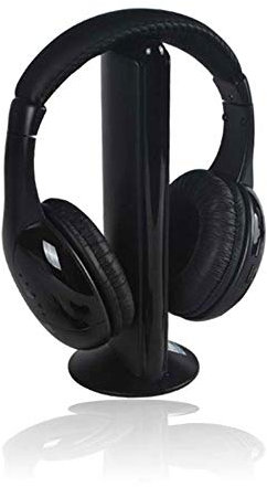 AchidistviQ Cuffie Wireless 5 in 1 Cuffie Auricolari con Audio Ad Alta fedeltà Microfono Integrato per Telefoni Cellulari TV Portatili Nero