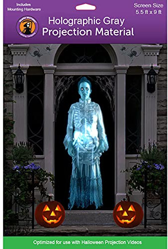 Holographic Rear Projection Screen with Mounting Hardware for Projecting Halloween Videos (5 ft x 9 ft Gray)