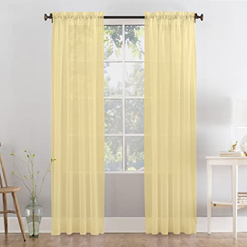 Megachest a pair of slot top voile curtains (Gold, 56 wideX90 drop 2 Panels)