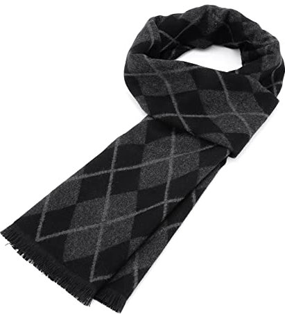 Durio Schal Herren Warm und Weiche Winterschal Herrenschal Gestrickt Plaid Winter Lange Schals XY543-Schwarz Grau Einheitsgröße