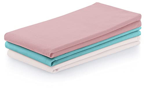 AmeliaHome 3er Set Geschirrtücher Baumwolle Küchentücher 50x70 cm Glatt Letty Rosa Türkis