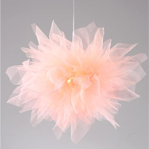 Rose Fantaisie Organza Suspension Plafonnier Romantique Fil Fleur Lustre Chambre d'Enfants Plafonnier Lustre Décoratif pour Chambre, Salon, 17,8