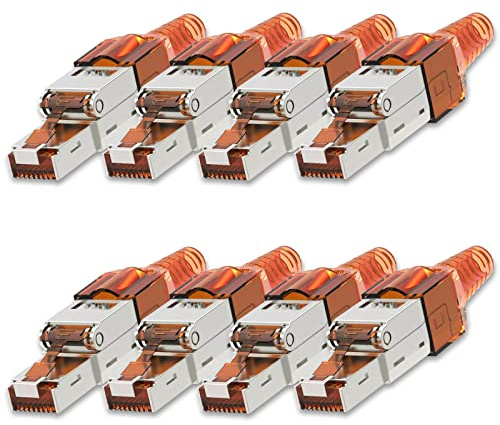 NEXMEX Netzwerkstecker 8X Cat 7 werkzeuglos CAT7 CAT7A RJ45 LAN UTP 600MHz Kabel Stecker ohne Werkzeug Crimpstecker werkzeugfrei CAT6a CAT6 CAT5 für Verlegekabel Patchkabel Netzwerkkabel