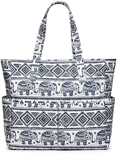 oscaurt Strandtasche für Damen, Strandtasche, wasserdicht, sanddicht, Schwimmbadtasche, großes Fassungsvermögen, Strandtasche mit Nassfach, Elefant, L 码(大码), Tragetasche