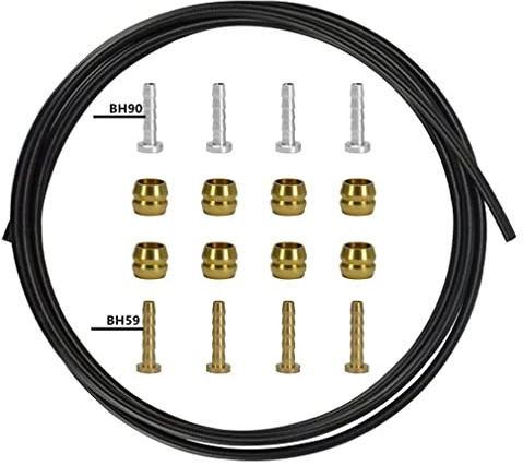 CYSKY Bike Hydraulic Brake Hose Kit 2500mm for Shimano BH59 BH90 Sram Avid System, Included 8 Bike Brake Olive and 8 Brass Connecting Insert (Black)
