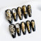 Sun&Beam Nails Handmade Long Coffin Ballerina Black Gold False Nail Tips with Cute 3D Dragon Popular Charm Design Press On Nails 10 Pcs (#52 M)