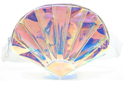 TINYAT Holographische Transparente Bauchtasche Damen wasserdichte Durchsichtige Gürteltasche mit Verstellbaren Riemen Gürteltasche für Festival, Reisen, Strandurlaub