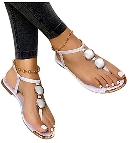 Sandali Infradito Donna Eleganti Gioiello Comodi Bohemia Flip Flops Sandali Piatta Spiaggia Sandali Aperte Bassi Infradito Gladiatore Sandalo Casual Cinturino alla Caviglia Sandalo Infradito
