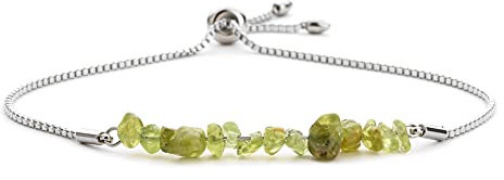 OZEO Edelstein Armband, Natürlicher Grüner Peridot Stein Armbänder Boho Unregelmäßige Kiesperle Chakra Armband Energie Edelstein Bolo Armreifen Freundschaftsarmband Yoga Schmuck Für Frauen Männer