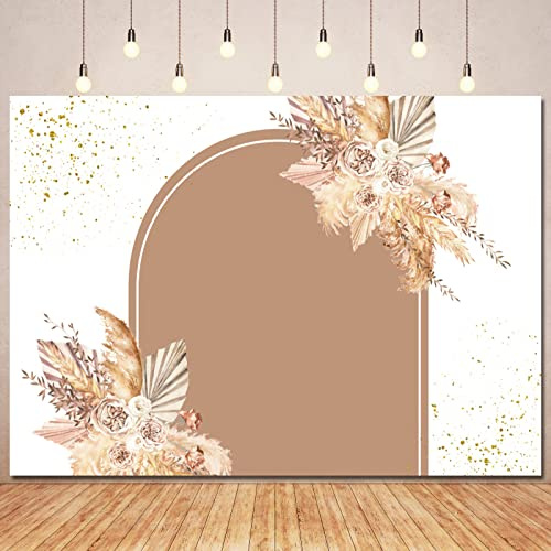 Boho-Hintergrund für Babyparty, Geburtstagsdekoration, böhmischer Bogen, Hintergründe, Pampasgras, Blumenmuster, Fotografie, Hintergrund, Boho-Dusche, Hochzeit, Fotoautomaten-Requisiten, 2.4x1.8 m