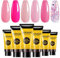 BURANO Poly Extension Gel Nail Kit, 6 Colors Nail Poly Nails Builder Gel Set for Beginner & Professional Using, Poly Nail Gel Kits DIY Starter Kit Nail Art Gift (04 Pink Glitter)