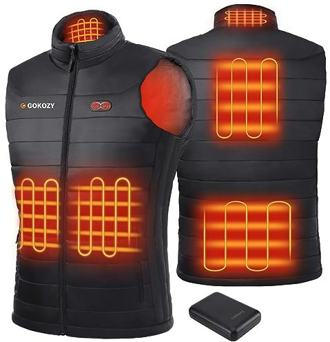 Gokozy Heated Vest for Men with 10000Mah Battery Pack, Heated Gilet Lightweight Heated Jacket and Waterproof Vest for Hunting/Hiking