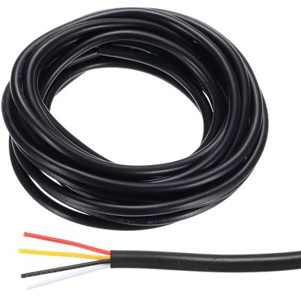 sourcing map 26AWG Electrical Wire 4 Conductors LED Power Lighting Cable Tinned Copper 9.8Ft Low Voltage PVC Case Flexible Extension Cord Black for LED Strips Lamps Lighting