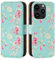 32nd Floral Series 3.0 - Design PU Leather Book Wallet Case Cover for Apple iPhone 15 Pro (6.1), Flip Case With RFID Blocking Card Slots, Magnetic Closure and Built In Stand - Spring Blue