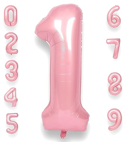 RainbowQ Pink 1 Balloon Number 40 Inch 0-40 Foil Large Balloons