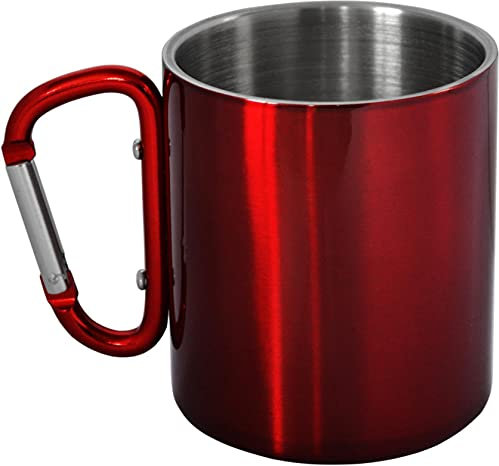 normani Doppelwandige Edelstahl Tasse 330 ml mit Karabinerhaken Farbe Rot