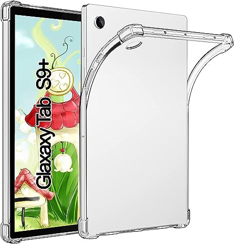 TPU Silikon Hülle für Samsung Galaxy Tab S10+ Plus / S9+ Plus 12,4 Zoll, Verstärkt Ecken TPU Bumper Rückenschutzhülle, [Stoßfest] [Kratzfest], Transparent