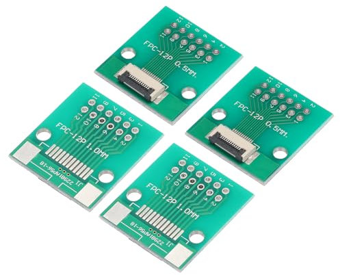 sourcing map FPC FFC PCB Converter Board 12P 0.5mm on Socket Side, Back 1.0mm, to DIP 2.54mm for LCD 3D Printer Camera DVD TV Laptop Pack of 4