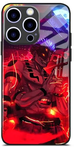 HWLHJJ Ryomen Sukuna Jjk Custom Manga Pattern Glass Phone Case with Shonen Anime Enthusiasts for iPhone 12 Pro