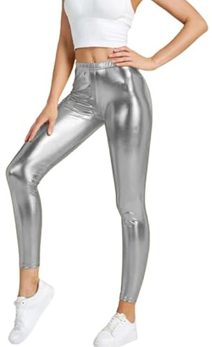 P&R DANCEWEAR LTD Glänzende Metallic-Hose für Mädchen und Damen, Leggings für Sport, Party-Look
