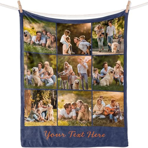 iDIY Coperta personalizzata con foto testo - regali personalizzati, plaid personalizzato con foto, personalizzato con foto, regali per amici fidanzato regalo per lui e lei-9 foto testo