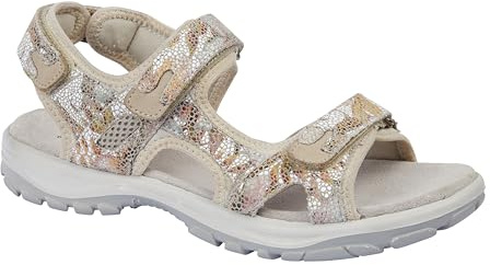Urban Jacks Women’s Nubuck Leather Hiking Sandals, Outdoor Sport Trekking Sandals, Touch and Close Walking Shoes Sizes 4-8’s (Biege Multi, UK Footwear Size System, Adult, Women, Numeric, Medium, 4)