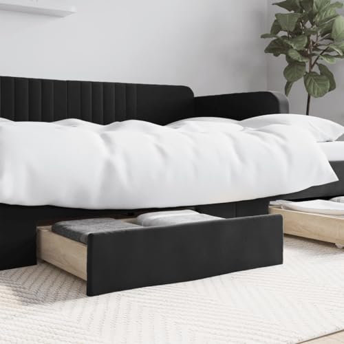 ZEYUAN Bettschubladen 2 STK. Schwarz Holzwerkstoff und Samt, Bettkasten, Unterbettkommode, Unterbett Aufbewahrungsbox, Unterbett Aufbewahrung, Aufbewahrungstasche Für Bettdecken - 833920
