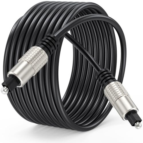 CLAVOOP Optical Audio Cable 10 Feet, Toslink Optical Cable for Soundba, Long Fiber Optic Cables SPDIF Digital Audio Optical Cord Aluminum Shell Compatible with TV PS4 DVD Vizio Xbox Home Cinema