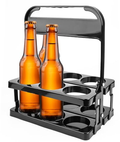 Encuryna Faltbarer Flaschenträger für 6 Flaschen, Getränkekorb Kunststoff, Sport Flasche Getränketräger, Getränkekorb Tragekorb, Wasserflaschenträger, Wiederverwendbar für Bierflaschen Weinflasche