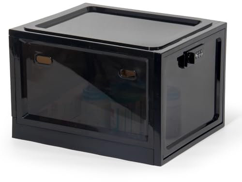 Theo&Cleo Medikamenten Aufbewahrungbox, Abschließbare Durchsichtige Box für Handys, Süßigkeiten, Snack, Persönlicher Safe Persönlicher Safe Faltbar (Kohle)