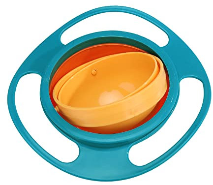 Bol Gyroscopique Résistant aux Déversements, Rotation à 360 Degrés, Bol Anti-déversement avec Couvercle pour bébé, Tout-petit et Enfant (Green)