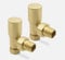 Brushed Brass Towel Bathroom Radiator & Valves (Angled Vavles (pipes form wall))